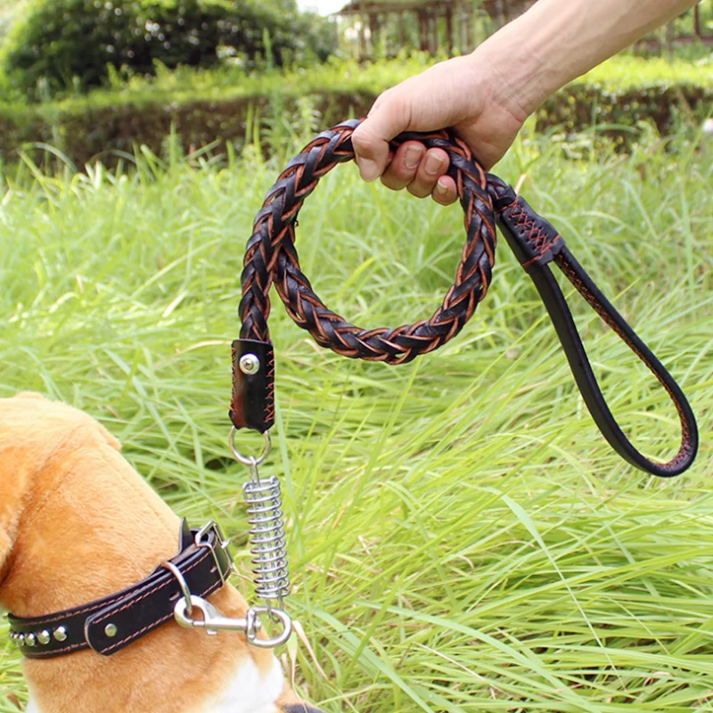

1 pcs Pets Dogs Adjustable Traction Rope dog Collars Basic Leash Set Leather Large Medium Dogs Leashes set dogs accessories
