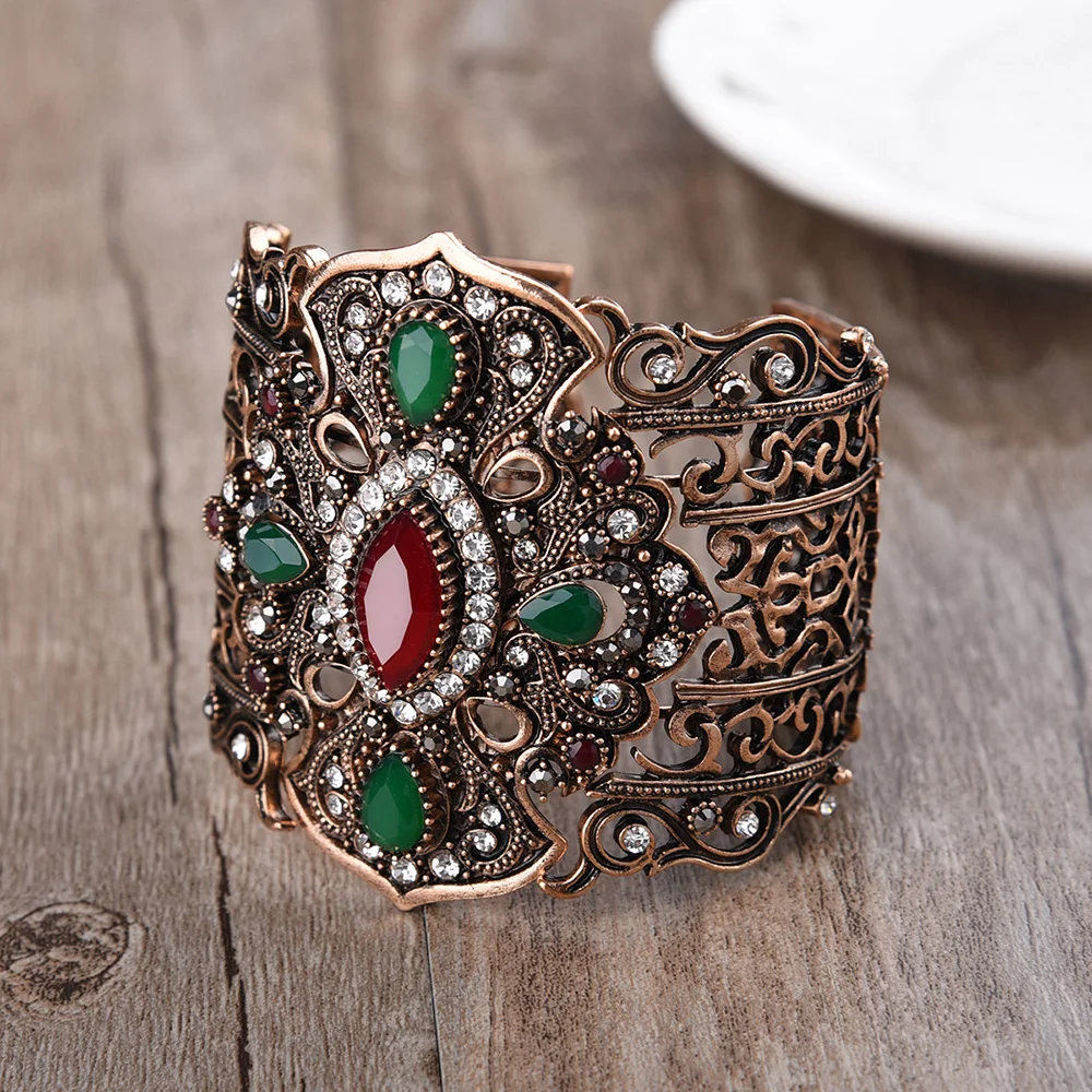 Turkish Vintage Wedding Bridal Jewelry Arm Cuff Bracelets Big Wide