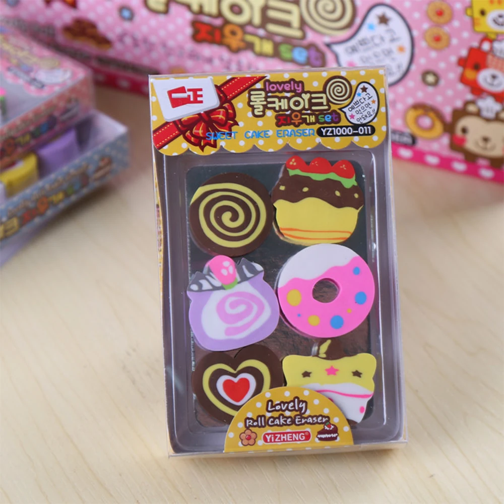 1 упак./лот, с милым рисунком, Kawaii шоколад Форма ластик для школьные принадлежности для детей креативные подарки