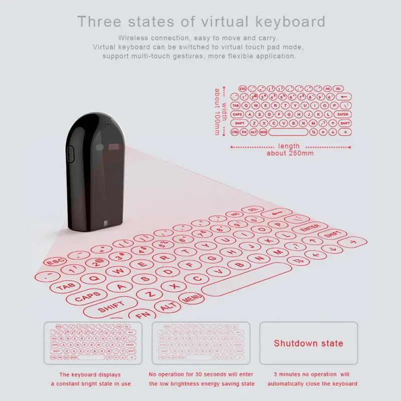 

Bluetooth Laser keyboard Wireless Virtual Projection keyboard Portable for Iphone Android Smart Phone Ipad Tablet PC Notebook