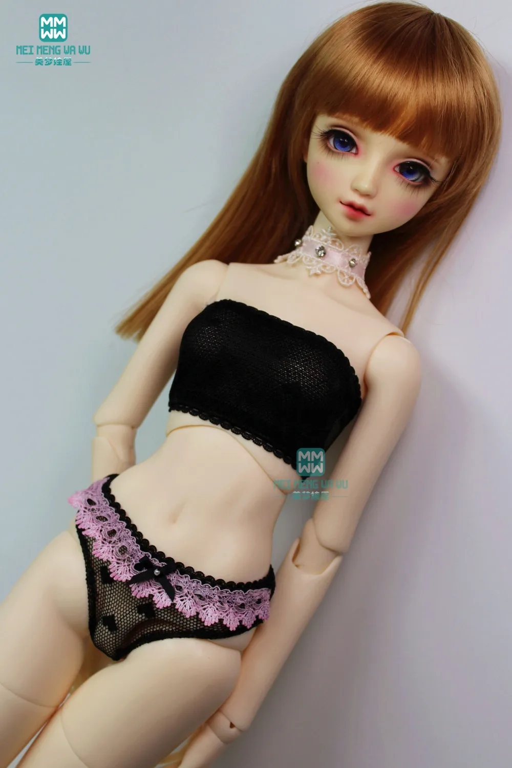 Aaccessories для кукол подходит 1/3 1/4 1/6 BJD SD DD YOSD MYOU плюшевая кукла девочка черный бюстгальтер с застежкой-молнией на спине, трусики