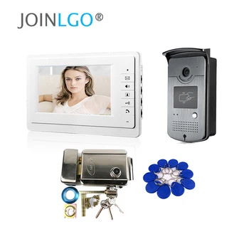 

FREE SHIPPING 7" LCD Screen Video Door Phone Intercom System White Monitor + RFID Access Door Camera + Electric Mechanical Lock