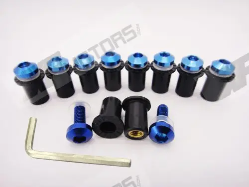 Windscreen Windshield Bolts Kit Wellnuts For Yamaha YZF R1 R6 FZ1 FZ6 FZ8 Blue