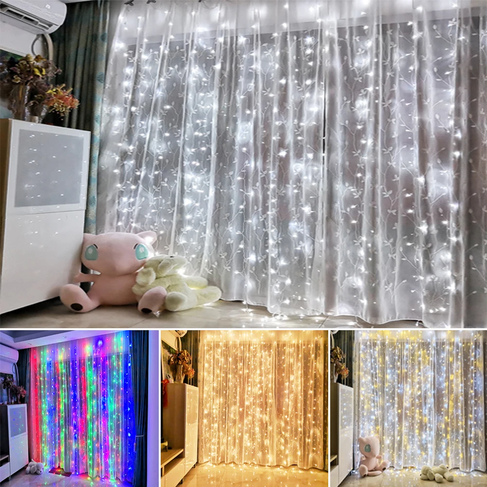 

4.5x3M 304LEDS Fairy Led string light with Memory function for Christmas party garland curtain wedding Decoration Twinkle Lights