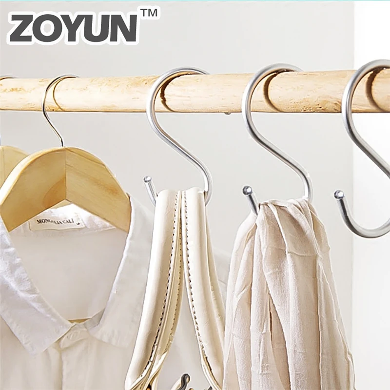 

5PCS Stainless Steel S-hook Kitchen Hook Dormitory Hanger Wall Hanging Creative Coat Rack Door Back Wardrobe Clothes