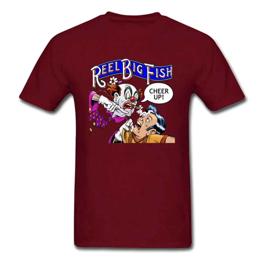 Casual Group Crewneck Tshirts Thanksgiving Day Tees Short Sleeve for Men New Arrival 100% Cotton Summer Top T-shirts Cheer Up Reel Big Fish 20006 maroon