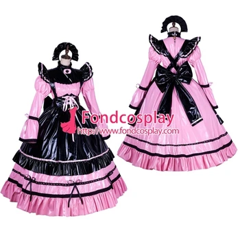 

Lockable Sissy Maid PVC Vinyl Long Dress Uniform Cosplay Costume Tailor-made[G1763]