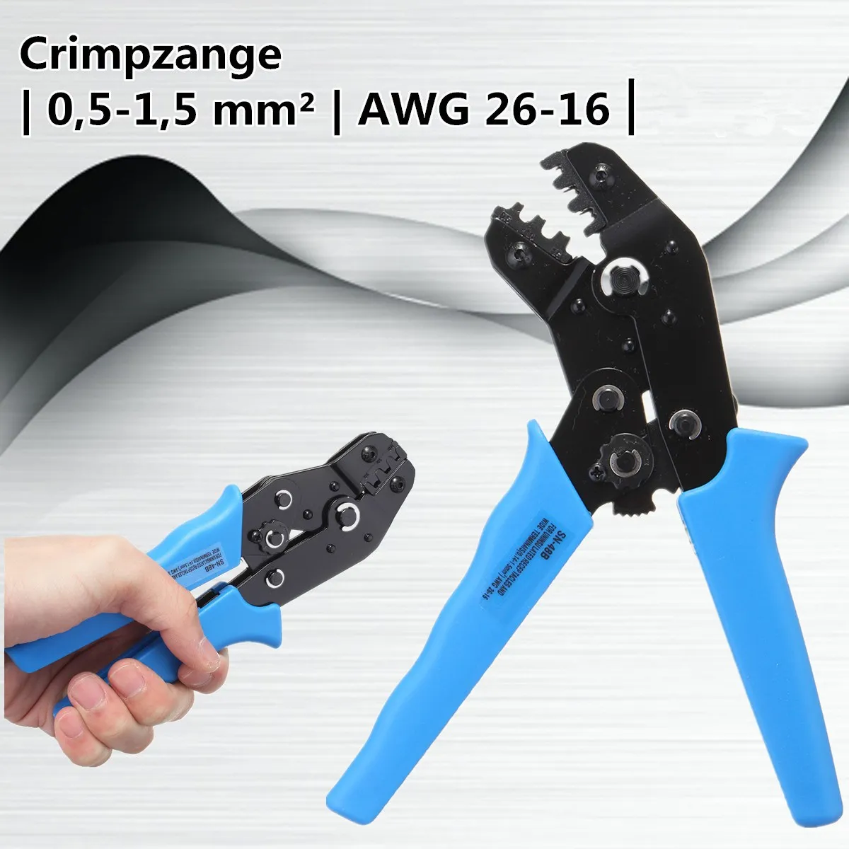 

Blue SN-48B Pin Crimping Tool High-Carbon Steel Crimping Plier 0.5-1.5 mm2 26-16AWG Crimper Square dupont crimp Plier tool