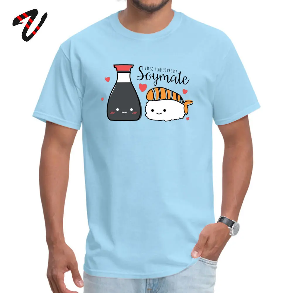 Group Printed T Shirts for Men 100% Cotton Summer/Autumn Tops Shirt Summer T-Shirt Short Sleeve Prevailing O-Neck Im So Glad Youre My SOYMATE -16825 light