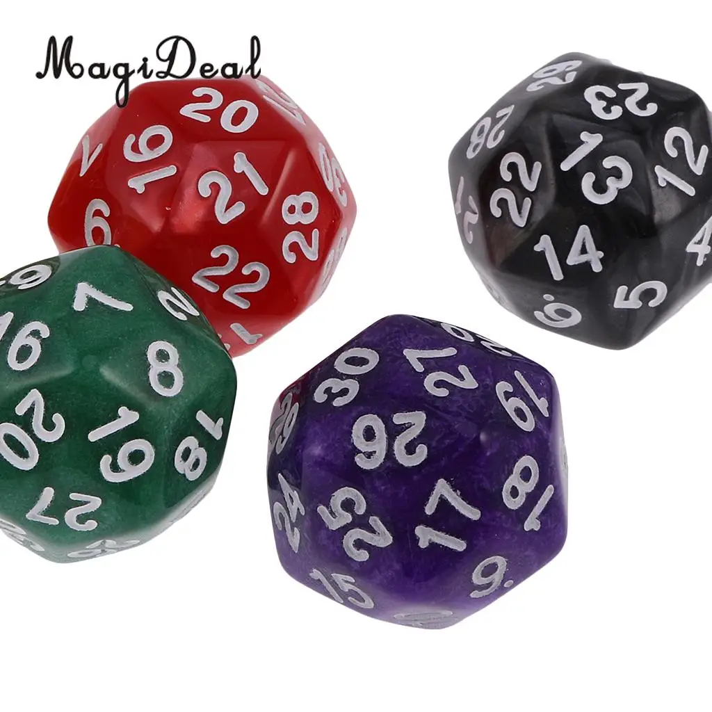 MagiDeal Hot Sale 12Piece Acrylic D30 D24 Polyhedral Dice Dies for D&D TRPG Party Board Game Toy Pearl