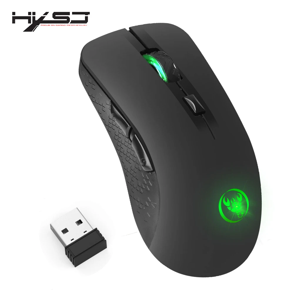 Цена HXSJ 2,4 ГГц Беспроводная игровая мышь с 2400 точек дюйм, регулируемая USB мышь, геймер, Встроенная перезаряжаемая батарея для компьютера, ноутбука