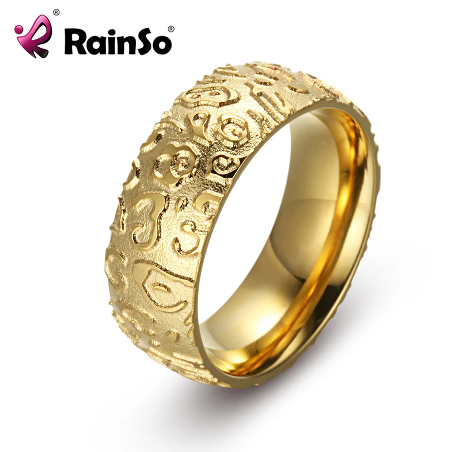 Rainso золото Для мужчин s тиснением штамп кольцо магнитотерапия Золотое Титан