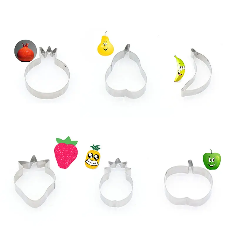 6pcs/Set Fruit Shape Cookie Cutter Set Stainless Steel Baking Cake