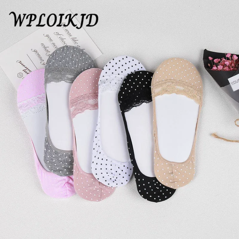 [WPLOIKJD]1 Pair Anti Slip Summer Candy Color Fashion Ultrathin Ship Socks Breathable Silicone Silk Stealth Lace Women | Женская одежда