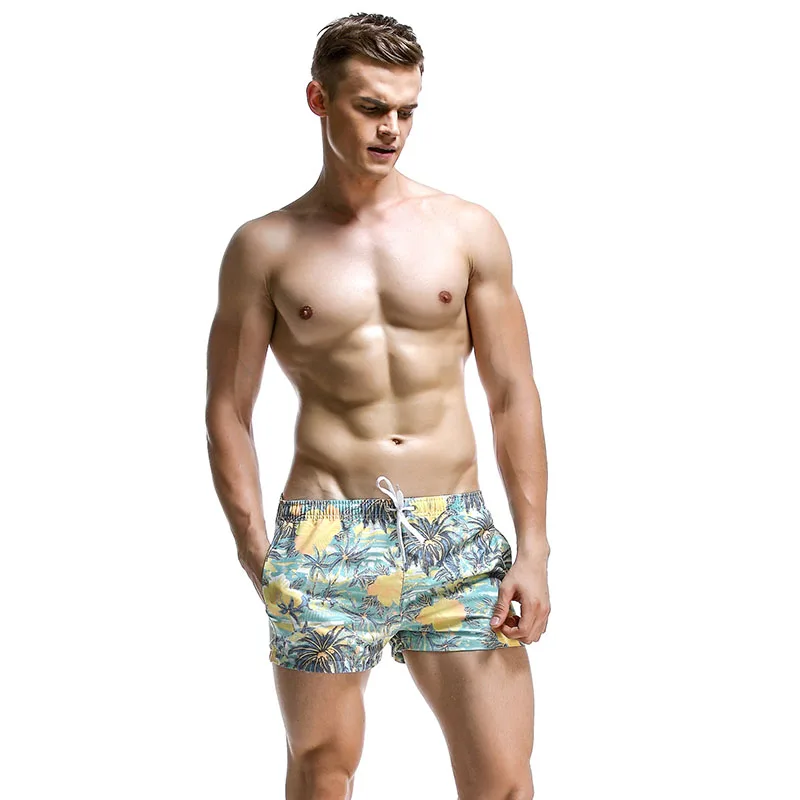 Летние пляжные шорты с принтом RAY GRACE, быстросохнущая дышащая пляжная одежда, купальный костюм, плавки, шорты для бега, одежда для плавания, спортивные шорты - Цвет: Cyan Coconut