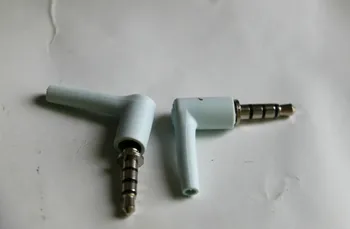 

10 pcs New ( White blue ) 4 Pole 3.5mm Male 90 right angle L shaped stereo headphone Plug Repair Earphones Jack Audio Soldering