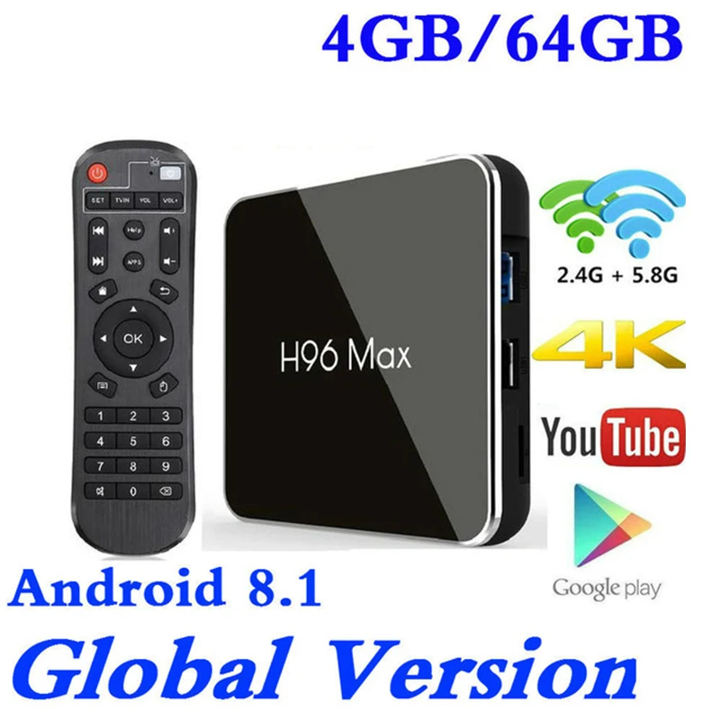 

H96 max X2 Android 8.1 tv Box Amlogic S905X2 4GB+32G/64GB 2.4G+5G wifi USB 3.0 4K H.265 Smart tv box Google Play set top box