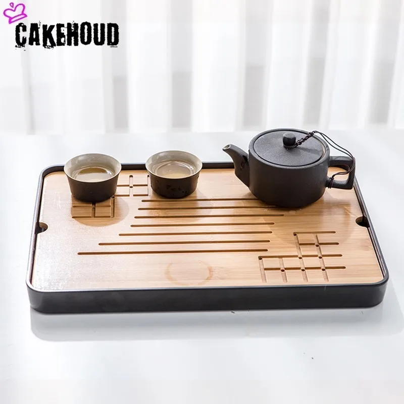 

CAKEHOUD Traditional Wooden Rectangular Kung Fu Tea Set Tray China KUNGFU Coffee Table Service Tray Tea Ceremony Accessories