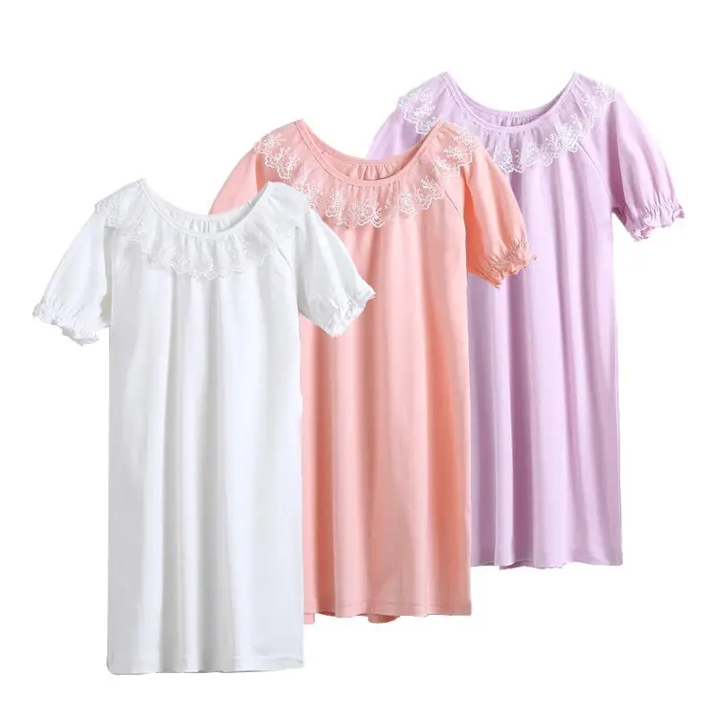 Детская ночная рубашка для девочек летняя Домашняя одежда с короткими рукавами