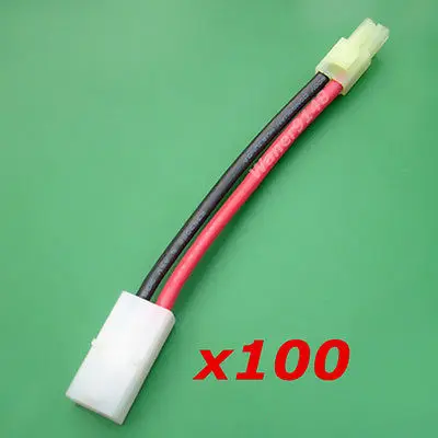 

100 x 10cm Large Female to Small Male AEG Tamiya plug 14AWG Silicone wire for RC