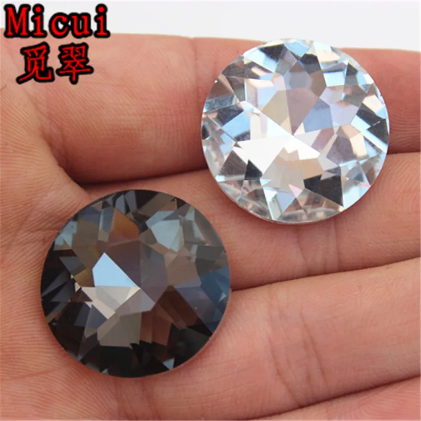 

Micui 5PCS 25mm Round Crystal Tip back Rhinestones Glass Fancy Crystals For Clothes Dress Jewelry Decorations ZZ148