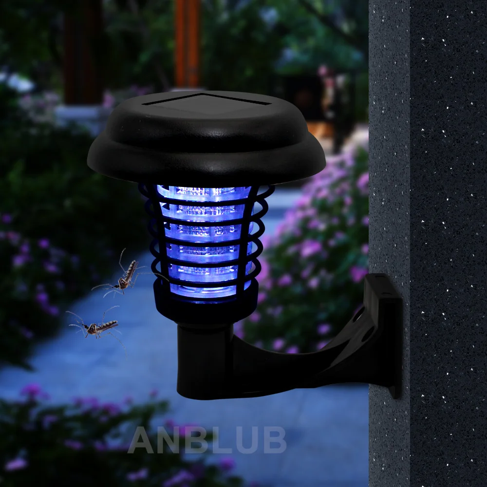 

ANBLUB 2 In 1 Solar Mosquito Killer UV Lamp Outdoor Wall LED Mosquito Bug Zapper Repellent Light For Garden Yard Lawn Path
