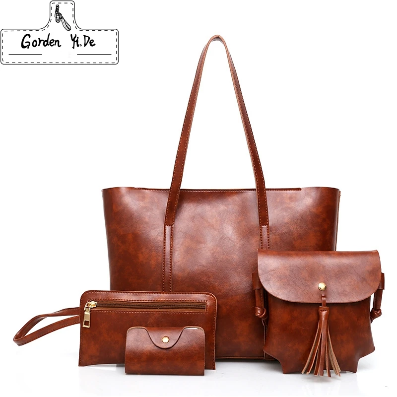 

New Arrival 4PCS/set Women Purse Handbags Sets Ladies PU Leather Shoulder Bags Female Messenger Bags Crossbody Tote Bag