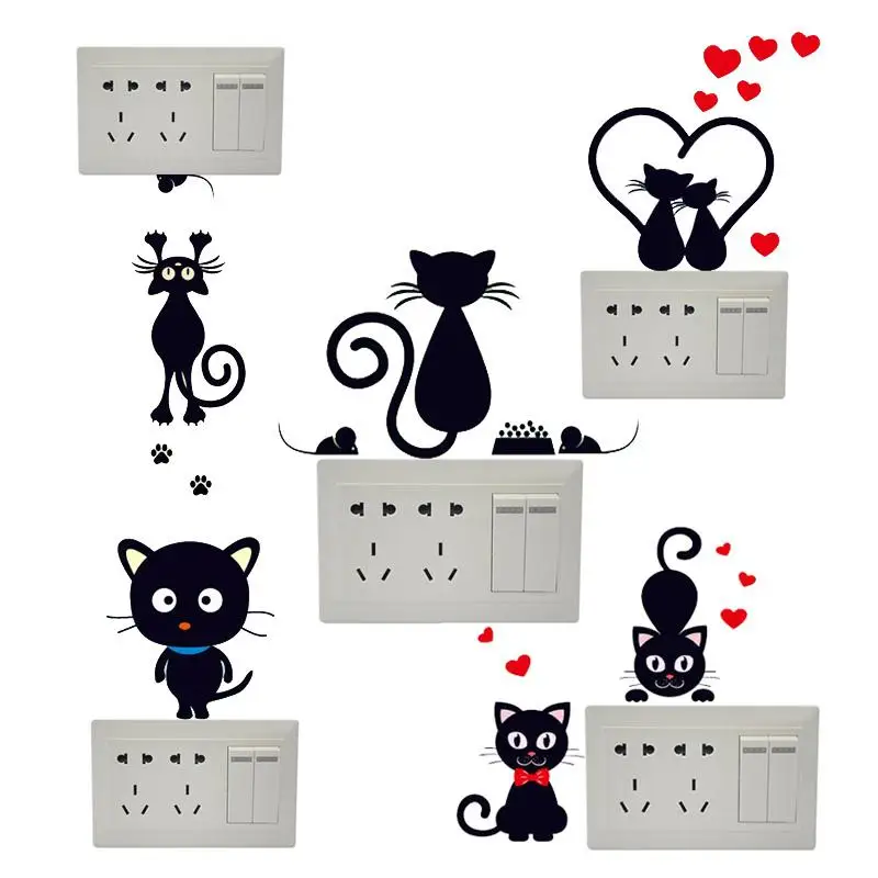 

Black Cats Switch Sticker Home Decor Lovely Cat Black Switch Wall Sticker Wallpaper