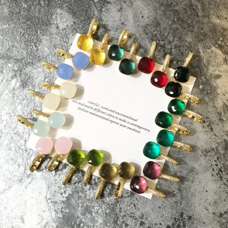 Высококачественные модные серьги-кольца Pommelato, многогранные Разноцветные квадратные хрустальные серьги в форме конфет для женщин, брендовые ювелирные изделия