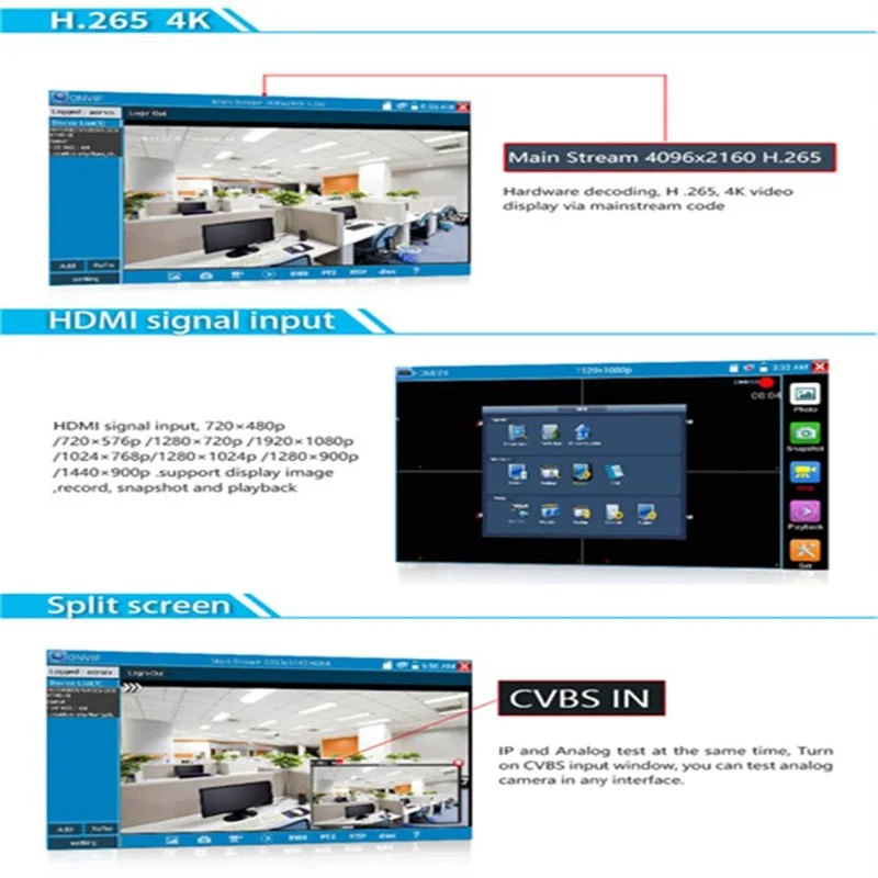 7 дюймов 6 в 1 HD IP тестер систем Скрытого видеонаблюдения с дисплеем аналоговый AHD TVI CVI SDI камера тестер H.265 4K 8MP 4MP 5MP ONVIF, Wi-Fi POE 12V Выход