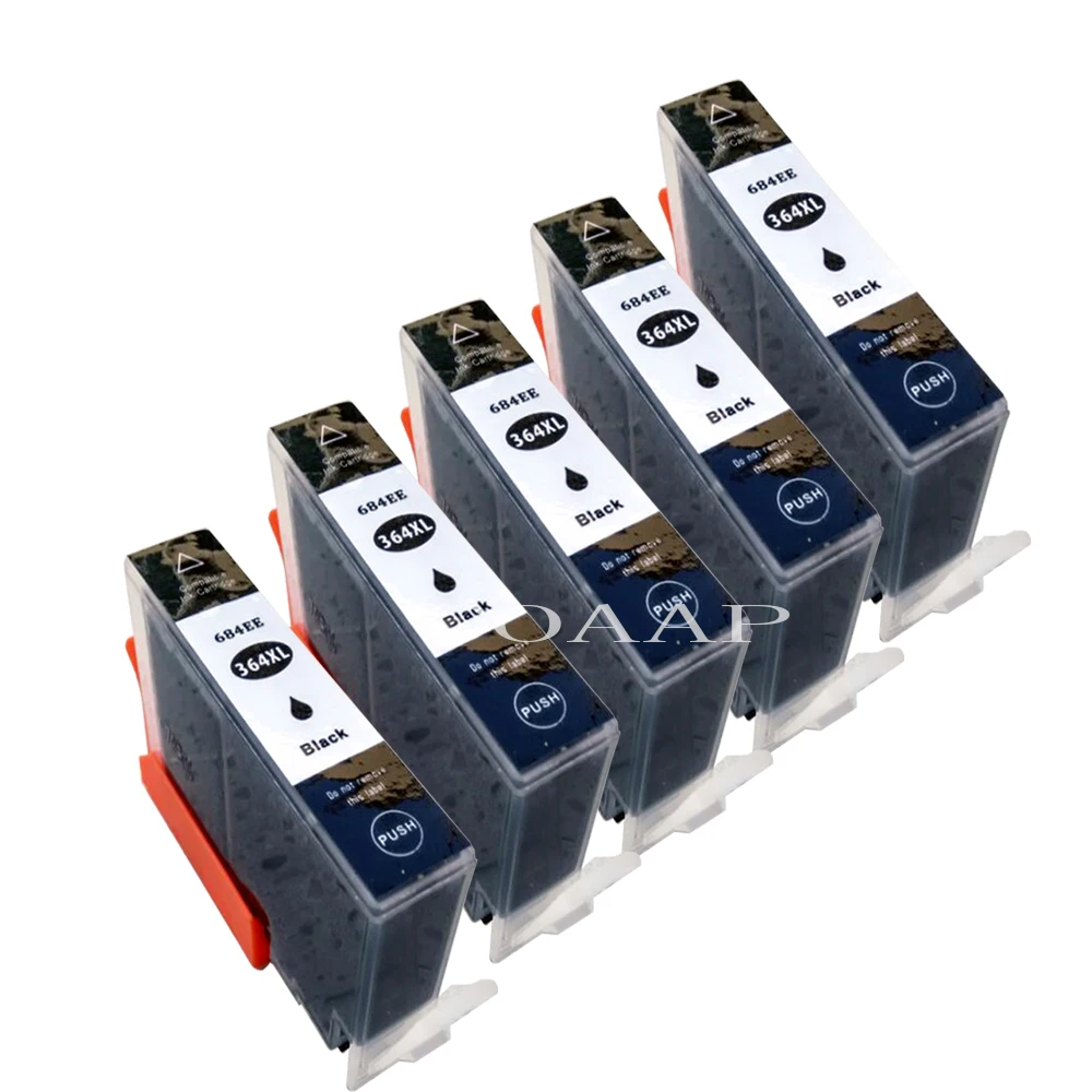 5x Compatible hp364 XL Black Replacement Ink Cartridges For HP 5510 5520 3070A 3520 4610 4620