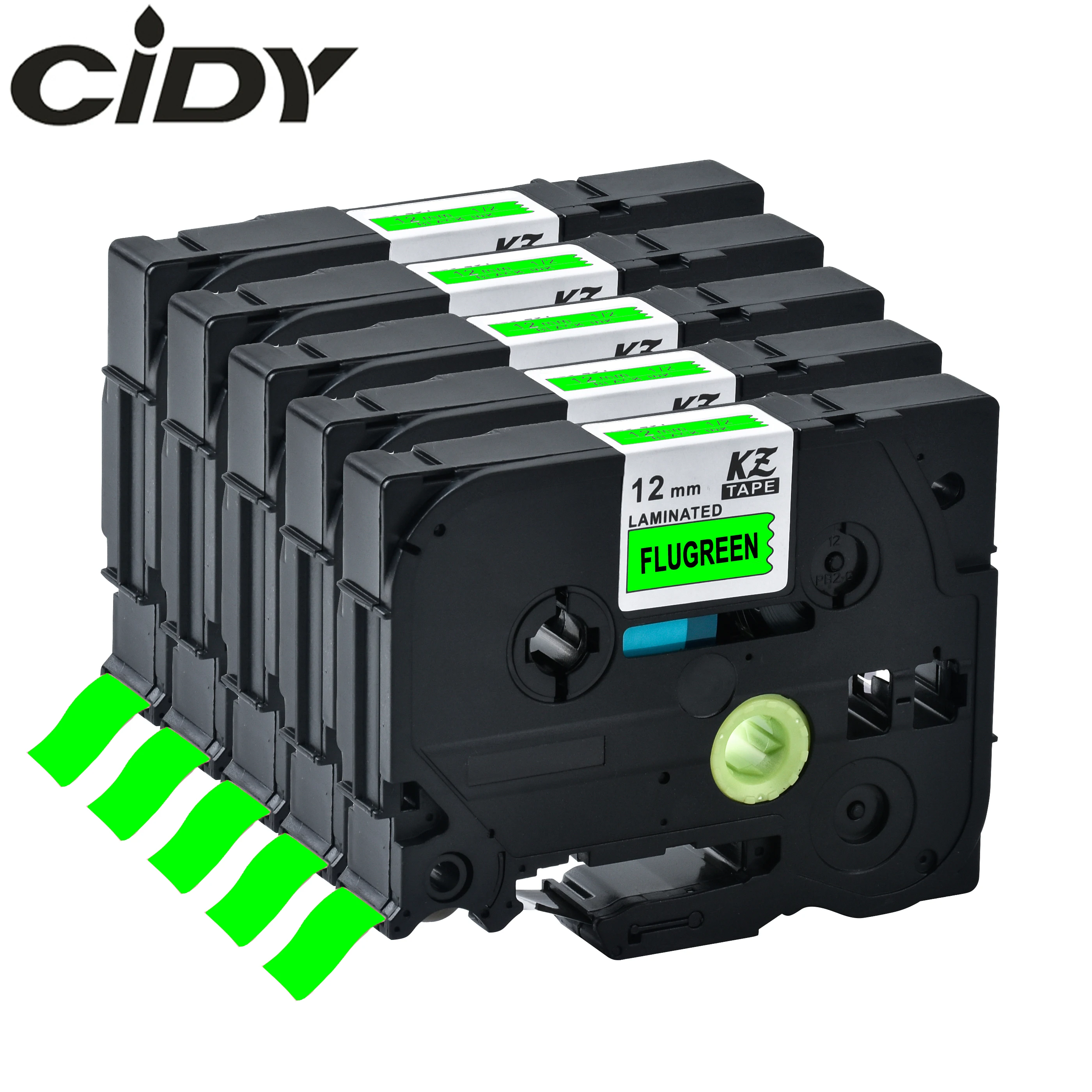 CIDY TZe D31 TZ 5 шт. черная на флуоресцентном зеленом tze совместимая ламинированная