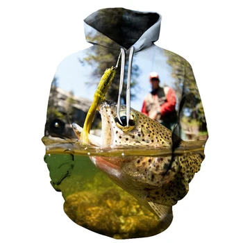 

2019 new summer outfit fish-print hoodie 3D men's and women's sport suit sweatshirt fish-hoodie long-sleeve suit