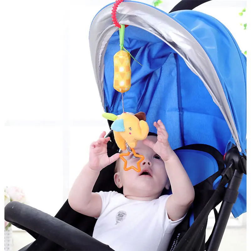 Cute Cartoon Animal Pendant Baby Stroller Cribs Toys Soft Plush Appease Doll Rattles For Infant Toddler Hanging Bed Bell Gifts