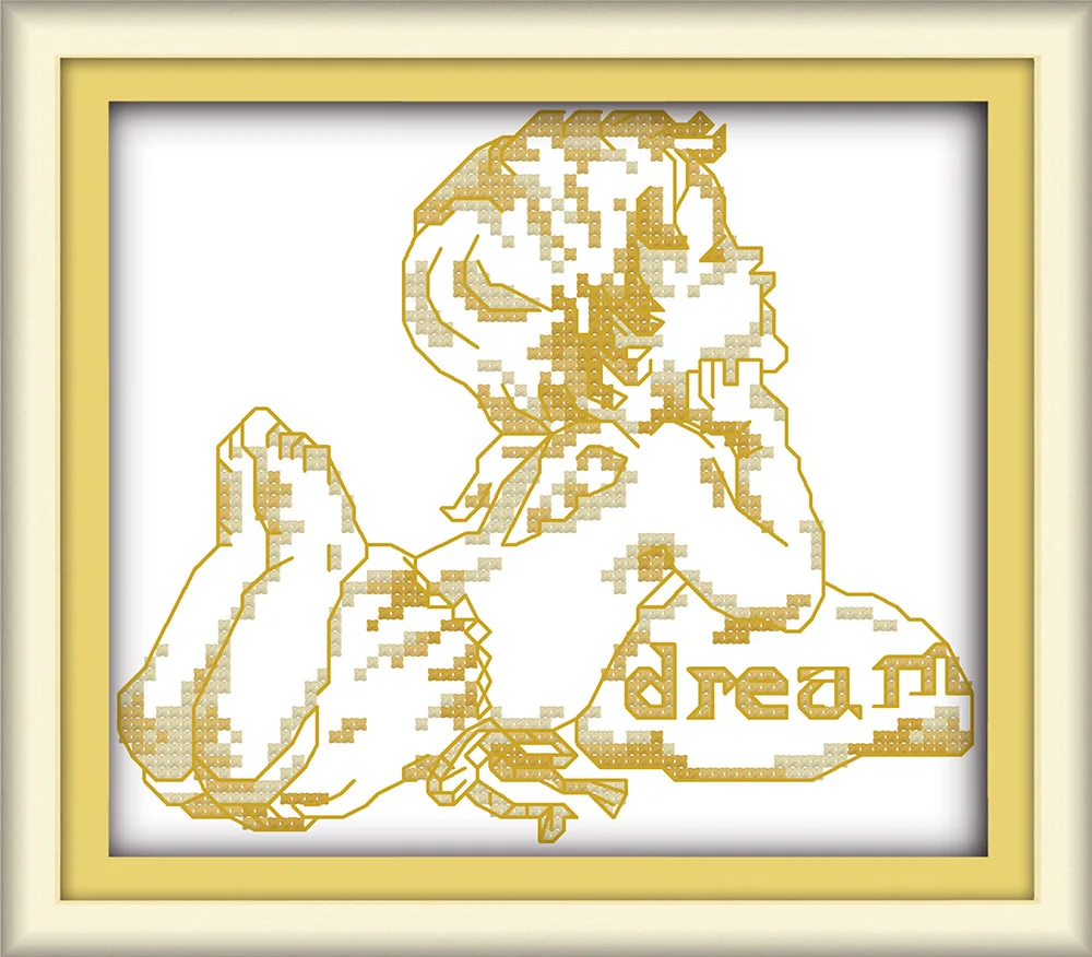

China Cross Stitch 11CT 14CT Print Cross Stitch Brand Embroidery Cartoon Embroidery Small Decorative Painting The little angel