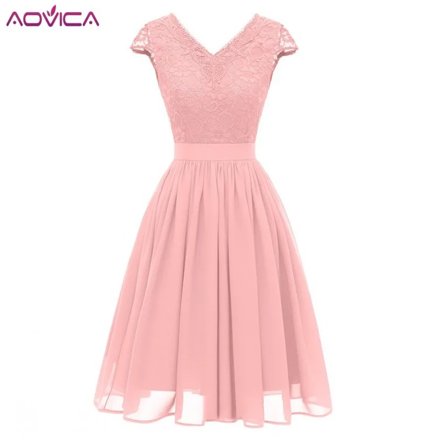 

Aovica Christmas Womens Elegant Vintage Floral Lace Wear To Work Office Casual Party Flare A Line Skater Dress Chiffon Vestidos