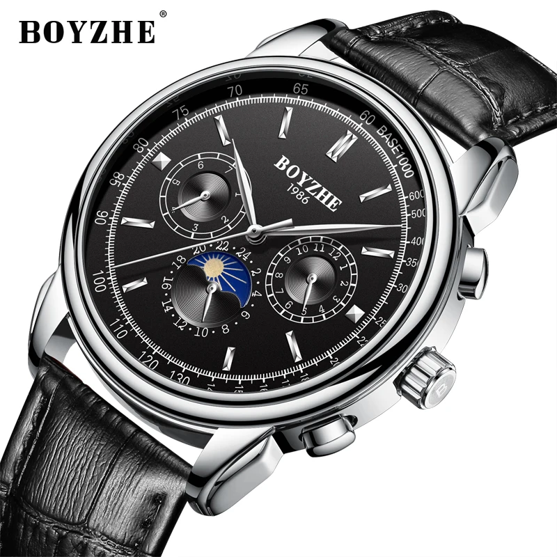 

Relogio Masculino Mens Watch Top Brand Luxury Fashion Automatic Mechanical Watch Men Business Waterproof Black Wristwatch Clock