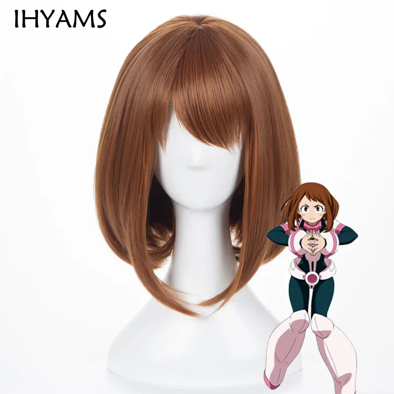 Anime My Hero Academia Ochako Uraraka Short Brown Bob Heat