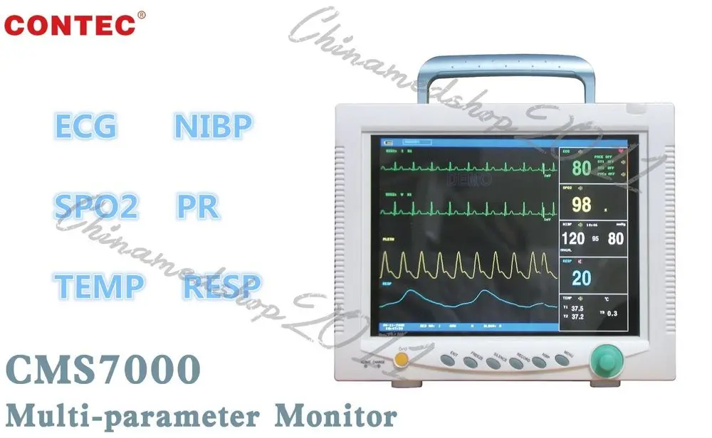 CONTEC CMS8000 CE FDA TFT 12,1 'портативный монитор пациента в отделении интенсивной терапии мульти параметр SPO2+ NIBP+ PR+ TEMP+ RESP