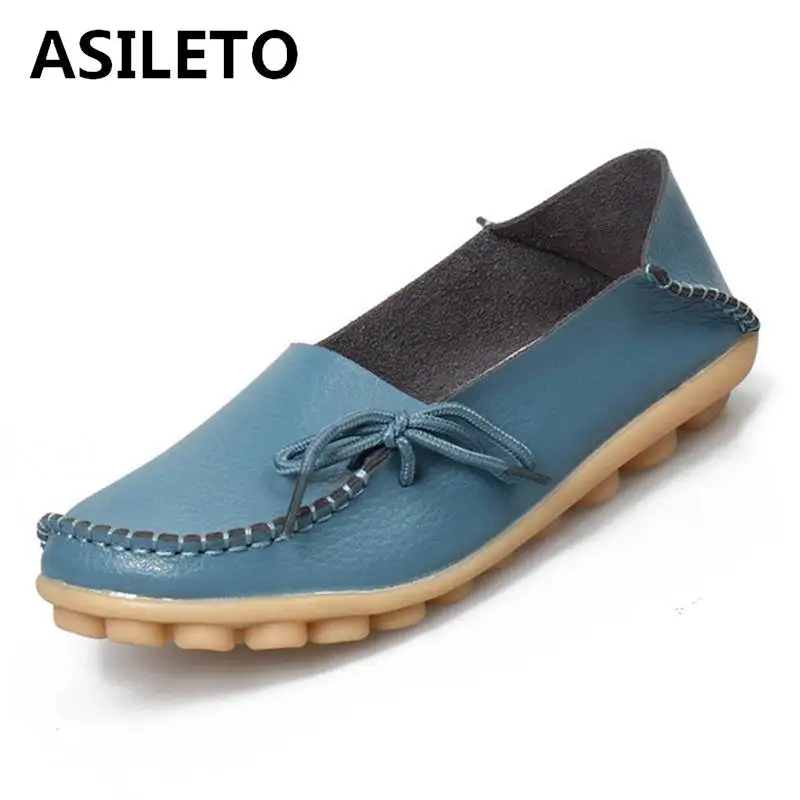 ASILETO/Женская обувь на плоской подошве; летняя повседневная обувь; женские водонепроницаемые мокасины; женская обувь на плоской подошве из коровьей кожи; большие размеры 34-44; T140