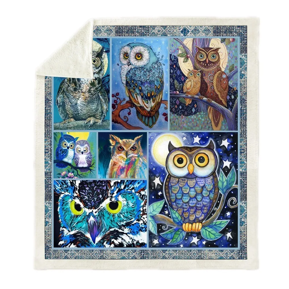 

Sofa Cushion Yoga Mat Blanket Picnic Blanket Thick Double-layer Plush Anime Pet Bird Owl 3d Digital Print Carry Blanket