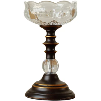 

Black Gold Series Glass Candlestick & Candy Canister & Small Fruit Bowl Multifunctional Decorative Decoration With High Feet