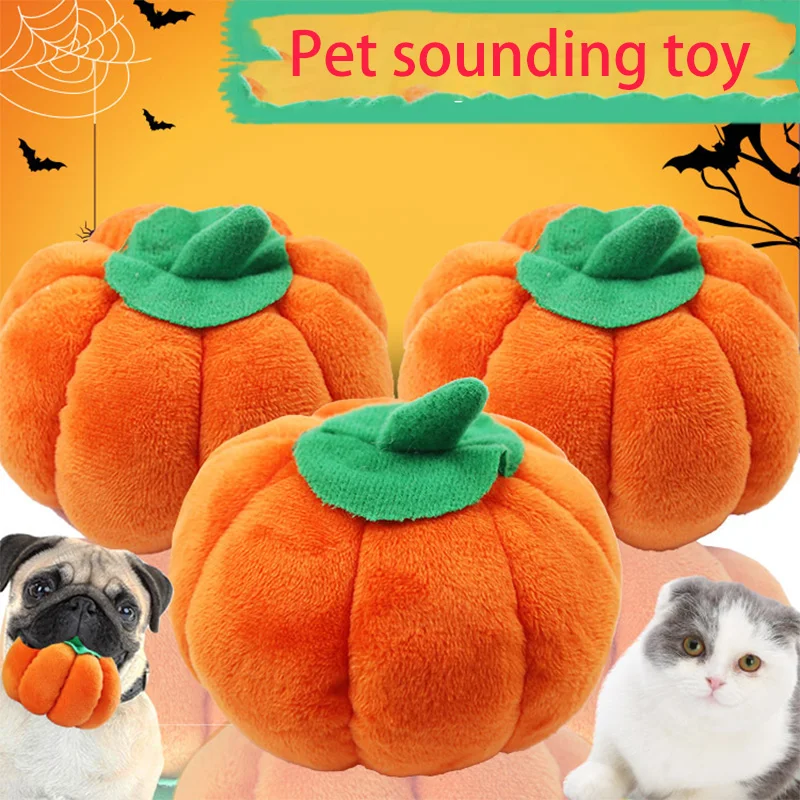 

New Pumpkin Dog toys for a dog Pet Sound Toy Vocal Halloween pumpkin French bulldog chihuahua 10 cm 14cm puppy toy