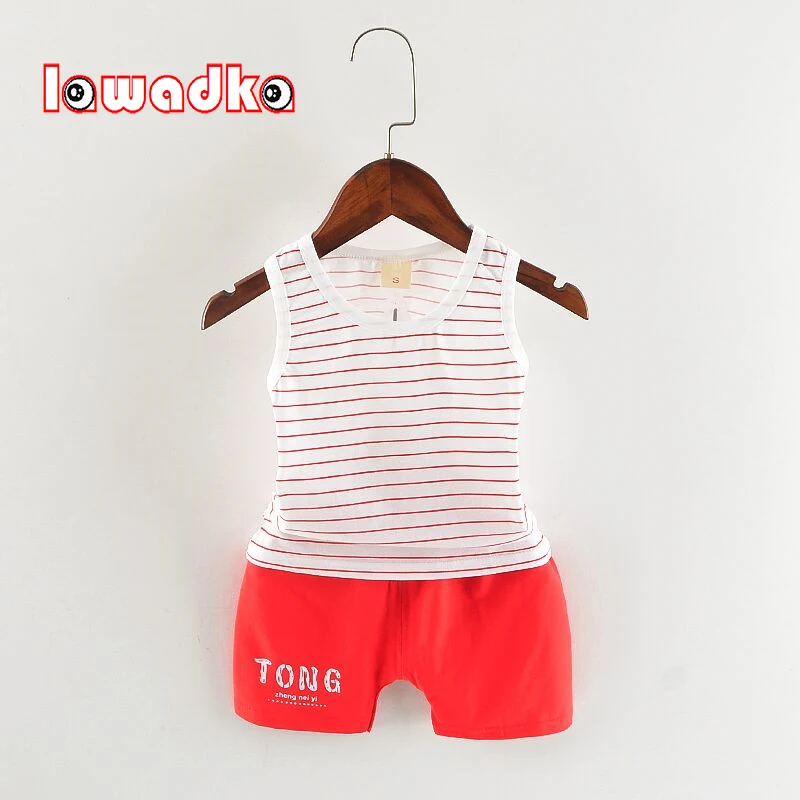 

lawadka Baby Set Boys Clothes Sleeveless Toddler Girls Summer Clothing Kids Set Striped Sport Costume for Boy Kids Outfits