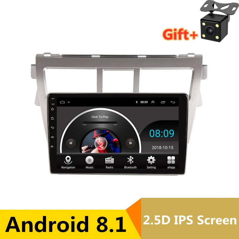 9 &quot2.5D IPS Android 8 1 автомобильный DVD мультимедийный плеер GPS для Toyota Vios YARIS 2008 2009 2010 2013