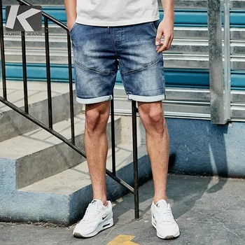 

Summer 2019 Men Denim Shorts Cotton Elastic Waist Blue Color For Man Fashion Slim Fit Pocket Jeans Male Wear Short Trousers 2926