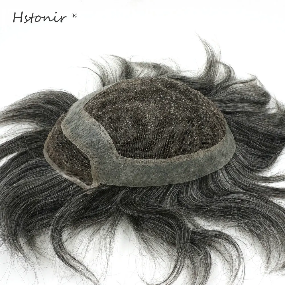 Hstonir парик для мужчин, натуральные волосы, парик на кружеве, человеческие волосы remy, части пепельно-серого цвета, система H040