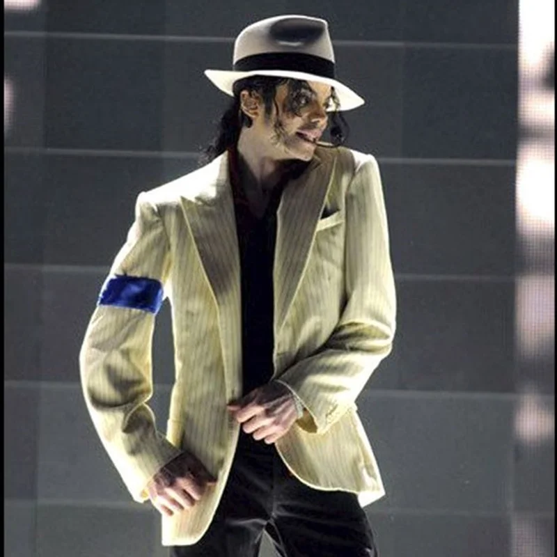 Редкая мода MJ Майкл Джексон SC BAD Smooth Criminal белый полосатый костюм полный комплект
