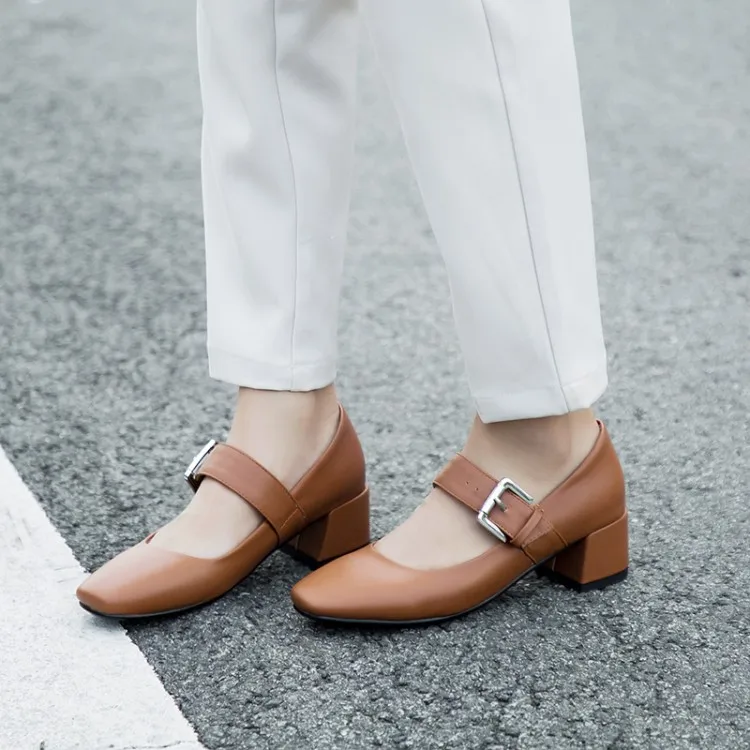

Big Size 11 12 13 ladies high heels women shoes woman pumps Retro Shallow-mouthed Square-headed Small Single Shoes