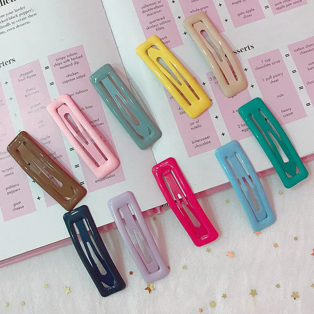 Color Square Candy Hair Clips Alloy Girl Hairpin Summer Cartoon Hairclips BB Clip Fashion Solid color Hair Accessories wide headbands for short hair